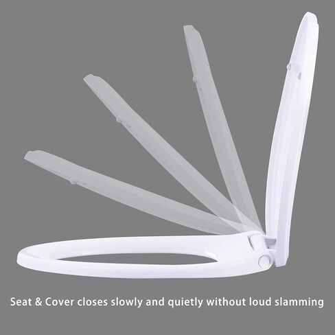 مقعد مرحاض Hibbent ممتاز ممدود مع إغلاق هادئ، نقرة واحدة للتحرير السريع، مصدات مقعد تركيب غير قابلة للانزلاق، مقعد وغطاء مرحاض بطيء، تنظيف باللون الأبيض in Kuwait