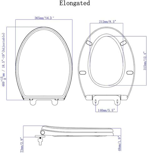 مقعد مرحاض Hibbent ممتاز ممدود مع إغلاق هادئ، نقرة واحدة للتحرير السريع، مصدات مقعد تركيب غير قابلة للانزلاق، مقعد وغطاء مرحاض بطيء، تنظيف باللون الأبيض in Kuwait