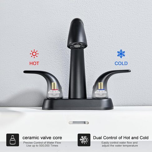 Ultimate Unicorn Matte Black Bathroom Sink Faucet - 4 Inch Centerset Pull Down Vanity Faucets 3 Hole with Pop Up Drain - Two Handle Modern Washbasin Tap Set with Pull Out Sprayer for Rv Restroom in Saudi Arabia