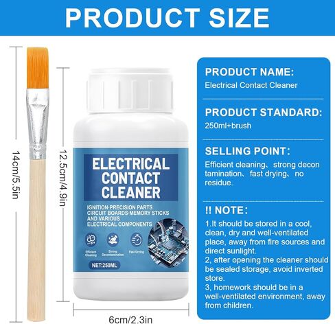 JAOJAO 250ml Electronic Contact Cleaner, Circuit Board Cleaner Fast Drying Precision Electronics Cleaning for Circuit Boards Appliance Control Boards Switches & Connectors, Transparent in Kuwait