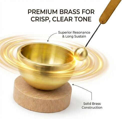 Mini Singing Bowl Set, Small Portable Brass Meditation Sound Bowl with Copper Striker Ball & Drawstring Pouch, for Yoga, Mindfulness, Relaxation, Chakra & Spiritual Gift (1.6 in) in Kuwait