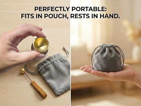 Mini Singing Bowl Set, Small Portable Brass Meditation Sound Bowl with Copper Striker Ball & Drawstring Pouch, for Yoga, Mindfulness, Relaxation, Chakra & Spiritual Gift (1.6 in) in Kuwait