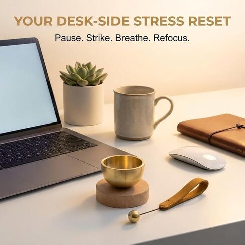 Mini Singing Bowl Set, Small Portable Brass Meditation Sound Bowl with Copper Striker Ball & Drawstring Pouch, for Yoga, Mindfulness, Relaxation, Chakra & Spiritual Gift (1.6 in) in Kuwait