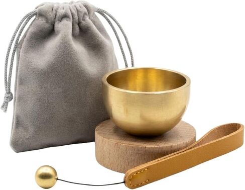 Mini Singing Bowl Set, Small Portable Brass Meditation Sound Bowl with Copper Striker Ball & Drawstring Pouch, for Yoga, Mindfulness, Relaxation, Chakra & Spiritual Gift (1.6 in) in Kuwait
