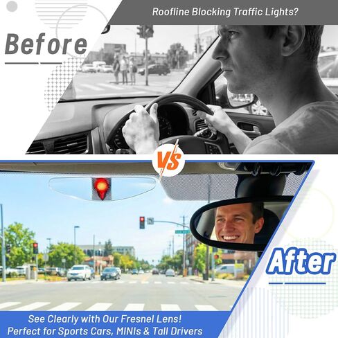 UNIFAMILY Traffic Light Fresnel Lens, Car Window Traffic Light Viewer - Wide Angle Highlight Design for Tall Drivers, Self-Adhesive Easy Install, UV Resistant Clear Lens to Avoid Blind in Saudi Arabia