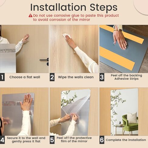 ورقة مرآة ذاتية اللصق من الأكريليك للجدار، بلاط مرآة بلاستيكي غير زجاجي لسلامة الأطفال للجدار مقاس 20 × 57 بوصة 4 قطع in Kuwait