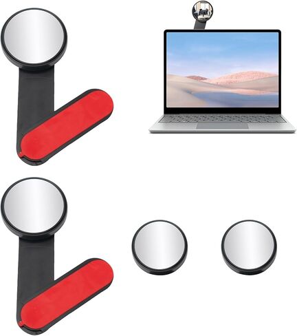 4 PCS Adjustable Computer Monitor Rear View Mirror with 2 Brackets, Stick-on Real Glass Laptop Convex Rear-View for Office Cubicle to See Behind You, Monitors Blind Spot, 2 Inch in Saudi Arabia