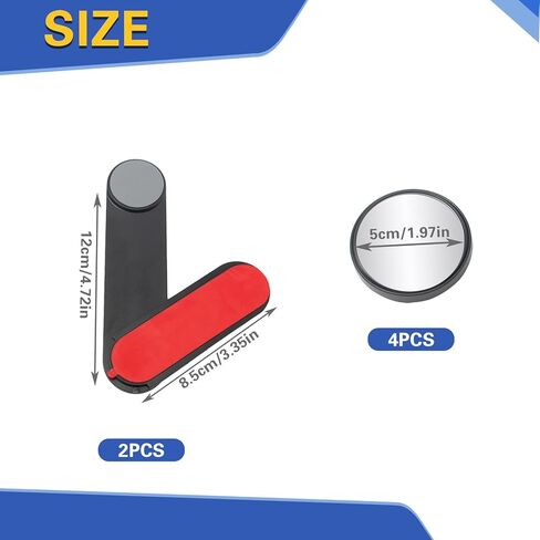 4 PCS Adjustable Computer Monitor Rear View Mirror with 2 Brackets, Stick-on Real Glass Laptop Convex Rear-View for Office Cubicle to See Behind You, Monitors Blind Spot, 2 Inch in Saudi Arabia