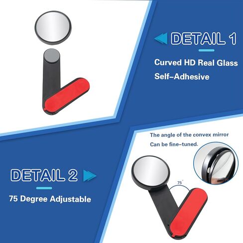 4 PCS Adjustable Computer Monitor Rear View Mirror with 2 Brackets, Stick-on Real Glass Laptop Convex Rear-View for Office Cubicle to See Behind You, Monitors Blind Spot, 2 Inch in Saudi Arabia