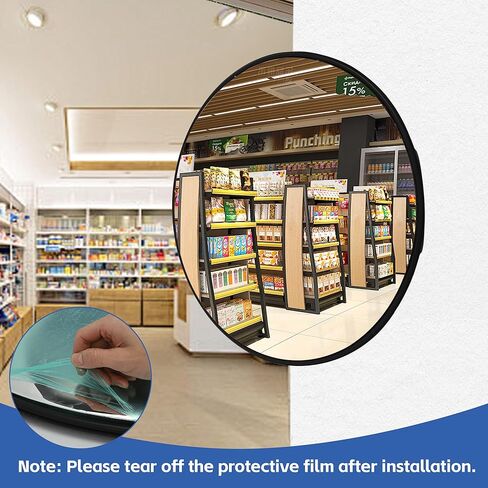 مرآة أمان محدبة خارجية مقاس 32 بوصة، مرآة مرور للكمبيوتر الشخصي تعمل على توسيع مرايا الممر بزاوية واسعة منحنية مع دعامة تثبيت قابلة للتعديل لوقوف السيارات والمصنع وطريق الممر والمزيد in Kuwait