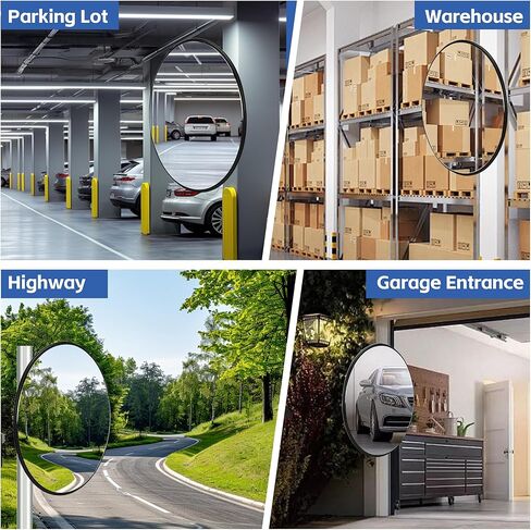 مرآة أمان محدبة خارجية مقاس 32 بوصة، مرآة مرور للكمبيوتر الشخصي تعمل على توسيع مرايا الممر بزاوية واسعة منحنية مع دعامة تثبيت قابلة للتعديل لوقوف السيارات والمصنع وطريق الممر والمزيد in Kuwait