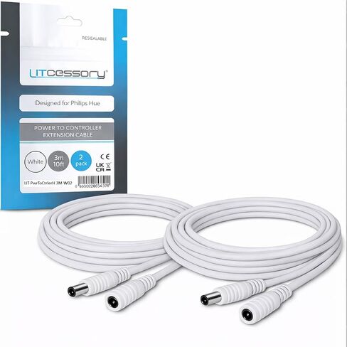 كابل تمديد الطاقة للتحكم في Philips Hue Lightstrip Plus/Gradient/Solo/OmniGLow Lightstrip (10 أقدام، عبوتان، أبيض) in Kuwait