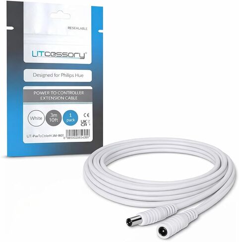 كابل تمديد الطاقة للتحكم في Philips Hue Lightstrip Plus/Gradient/Solo/OmniGLow Lightstrip (10 أقدام، عبوتان، أبيض) in Kuwait