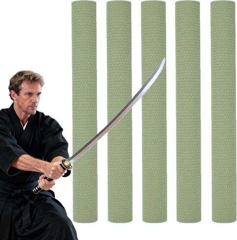 5 قطع من بساط تاميشيجيري تاتامي - بساط قطع من القش الياباني الأصلي، 79 × 34 بوصة، ملفوف مسبقًا، مصنوع من 100% إيغوسا (راش ناعم) لممارسة سيف كاتانا، مثالي للتدريب على الفنون القتالية إيايدو والساموراي in Kuwait