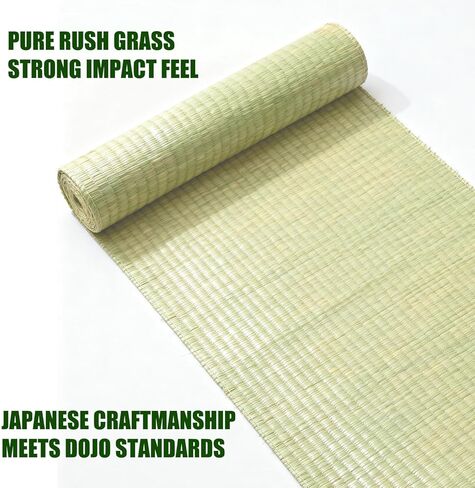 5 قطع من بساط تاميشيجيري تاتامي - بساط قطع من القش الياباني الأصلي، 79 × 34 بوصة، ملفوف مسبقًا، مصنوع من 100% إيغوسا (راش ناعم) لممارسة سيف كاتانا، مثالي للتدريب على الفنون القتالية إيايدو والساموراي in Kuwait
