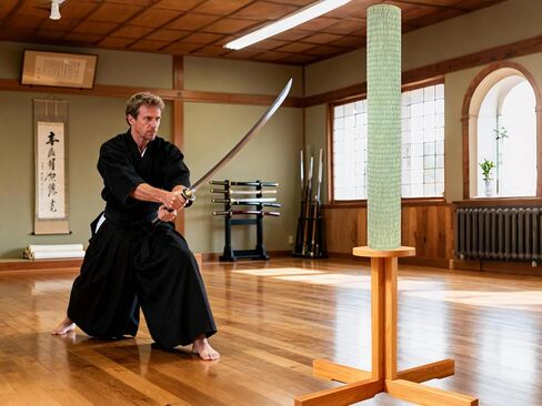 5 قطع من بساط تاميشيجيري تاتامي - بساط قطع من القش الياباني الأصلي، 79 × 34 بوصة، ملفوف مسبقًا، مصنوع من 100% إيغوسا (راش ناعم) لممارسة سيف كاتانا، مثالي للتدريب على الفنون القتالية إيايدو والساموراي in Kuwait