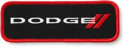 Dodge Rhombus Logo Embroidered Patch 4.5 inch x 1.5 inch | Heat Seal Patch for Clothes, Jean Jacket, Black Backpack, Hat, Jackets, and More in Kuwait