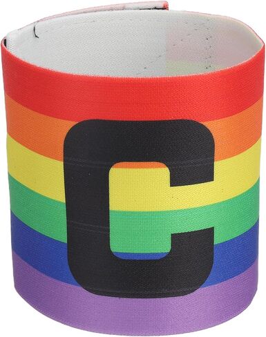 YOKIVE 10Pcs Captain Armbands, Elastic Armband Soccer Captain C Arm Band, Great for Youth Adult Football, Basketball Player (Rainbow, 13x2.8 Inch) in Kuwait