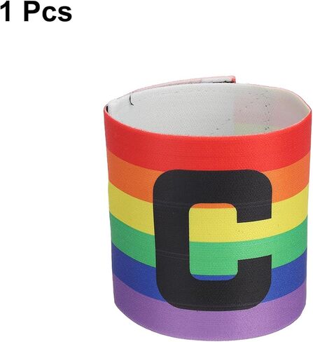 YOKIVE 10Pcs Captain Armbands, Elastic Armband Soccer Captain C Arm Band, Great for Youth Adult Football, Basketball Player (Rainbow, 13x2.8 Inch) in Kuwait