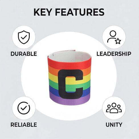 YOKIVE 10Pcs Captain Armbands, Elastic Armband Soccer Captain C Arm Band, Great for Youth Adult Football, Basketball Player (Rainbow, 13x2.8 Inch) in Kuwait