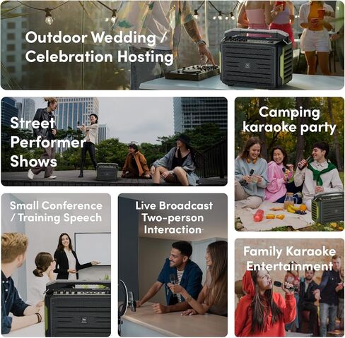 WinBridge K600 200W Portable Bluetooth Party Speaker with 2 Wireless Microphones - IPX4 Waterproof, Karaoke Machine, PA System for Outdoor/Indoor, Big Bass Pro Sound, Voice Amplifier for Teachers in Kuwait