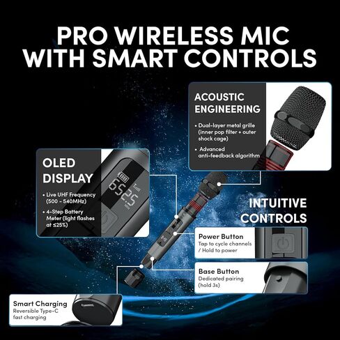 WinBridge K600 200W Portable Bluetooth Party Speaker with 2 Wireless Microphones - IPX4 Waterproof, Karaoke Machine, PA System for Outdoor/Indoor, Big Bass Pro Sound, Voice Amplifier for Teachers in Kuwait