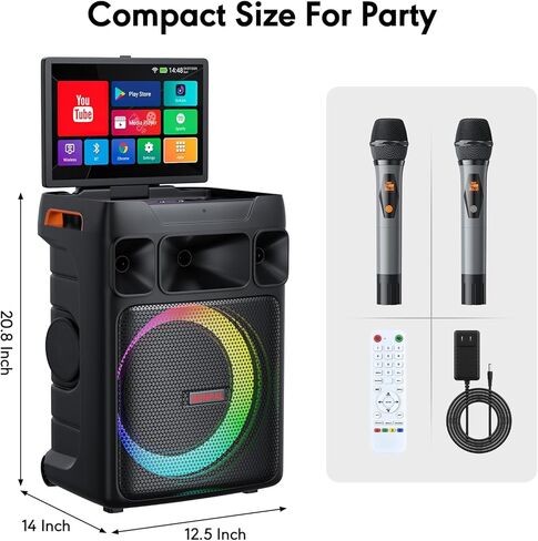 Karaoke Machine with Screen, 14 Inch Tablet with Lyric Display, Professional Karaoke Machine with Dual Wireless Mics & Bluetooth Speaker for Adults (14inch) in Kuwait