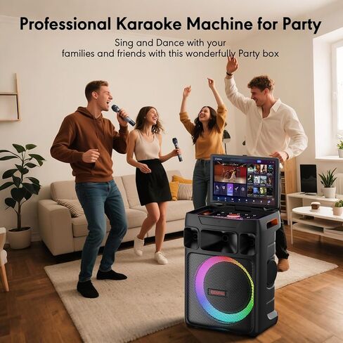Karaoke Machine with Screen, 14 Inch Tablet with Lyric Display, Professional Karaoke Machine with Dual Wireless Mics & Bluetooth Speaker for Adults (14inch) in Kuwait