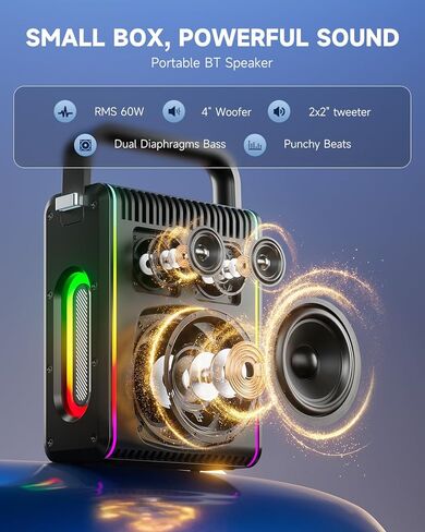 Moukey MPS5 Portable Karaoke Machine, 200W Peak Power Rechargeable Speaker with 2 Wireless Microphones& Strap, Support BT 5.3/REC/AUX/MP3/USB/TF, for Home/Party/Outdoor/Adults/Kids in Kuwait