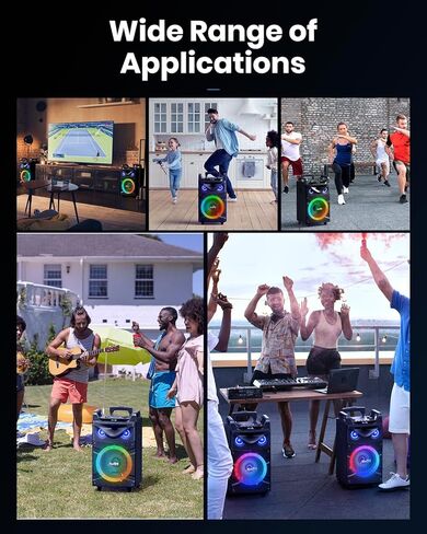 Moukey Karaoke Machine, 12" Woofer PA System, Portable Bluetooth Speaker with 2 Wireless Microphones, Party Lights and Echo/Treble/Bass Adjustment, Supports TWS/REC/AUX IN/MP3/USB/TF/FM - MTs12-1 in Kuwait