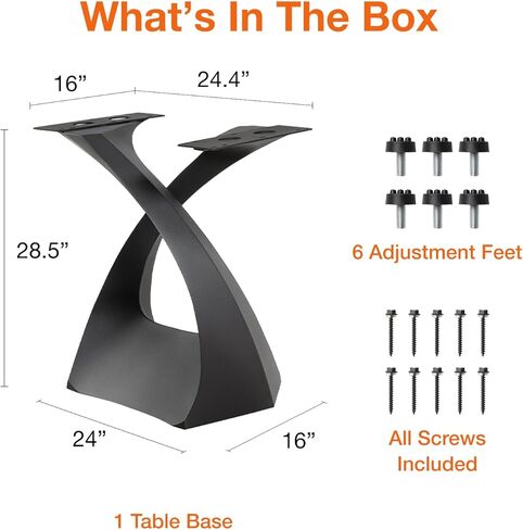 Flowyline 28 "H 323S توليب أرجل وقواعد طاولة معدنية سوداء مصنوعة يدويًا لطاولات الطعام أرجل مكتب فولاذية | مقاومة للصدأ، أرجل أثاث قابلة للتعديل للمقعد DIY منتصف القرن الحديث داخلي / خارجي in Kuwait
