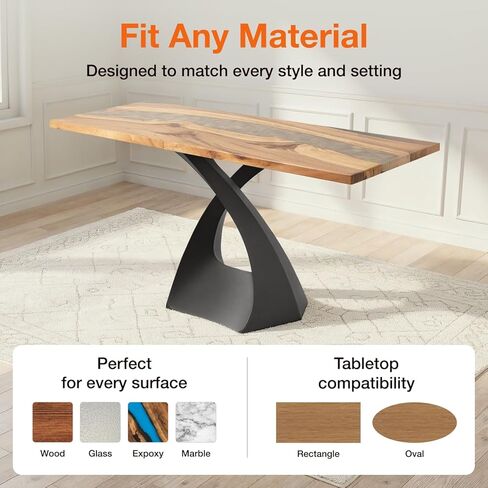 Flowyline 28 "H 323S توليب أرجل وقواعد طاولة معدنية سوداء مصنوعة يدويًا لطاولات الطعام أرجل مكتب فولاذية | مقاومة للصدأ، أرجل أثاث قابلة للتعديل للمقعد DIY منتصف القرن الحديث داخلي / خارجي in Kuwait