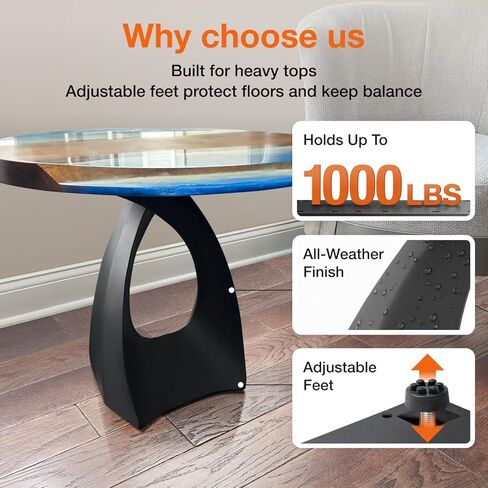 Flowyline 28 "H 323S توليب أرجل وقواعد طاولة معدنية سوداء مصنوعة يدويًا لطاولات الطعام أرجل مكتب فولاذية | مقاومة للصدأ، أرجل أثاث قابلة للتعديل للمقعد DIY منتصف القرن الحديث داخلي / خارجي in Kuwait