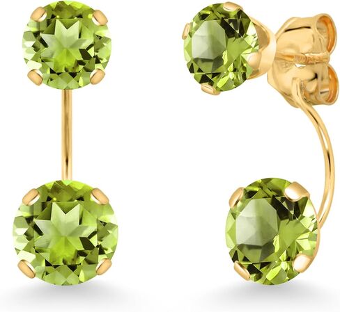 Gem Stone King 14K Yellow Gold Mercury Mist Mystic Topaz Dual Drop 2 Stone Round Earrings for Women (3.10 Cttw, Gemstone Birthstone, Round 6MM and 5MM) in Saudi Arabia