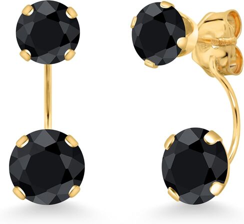 Gem Stone King 14K Yellow Gold Mercury Mist Mystic Topaz Dual Drop 2 Stone Round Earrings for Women (3.10 Cttw, Gemstone Birthstone, Round 6MM and 5MM) in Saudi Arabia