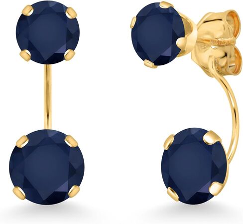 Gem Stone King 14K Yellow Gold Mercury Mist Mystic Topaz Dual Drop 2 Stone Round Earrings for Women (3.10 Cttw, Gemstone Birthstone, Round 6MM and 5MM) in Saudi Arabia