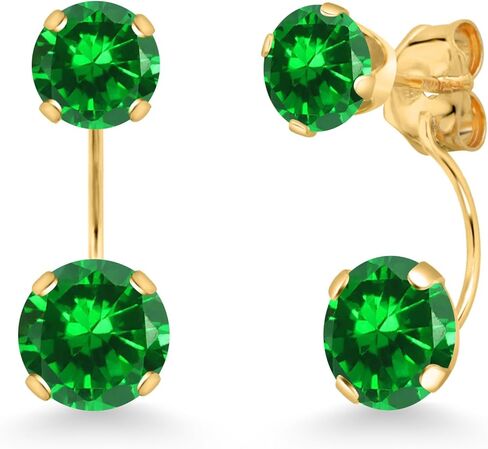 Gem Stone King 14K Yellow Gold Mercury Mist Mystic Topaz Dual Drop 2 Stone Round Earrings for Women (3.10 Cttw, Gemstone Birthstone, Round 6MM and 5MM) in Saudi Arabia