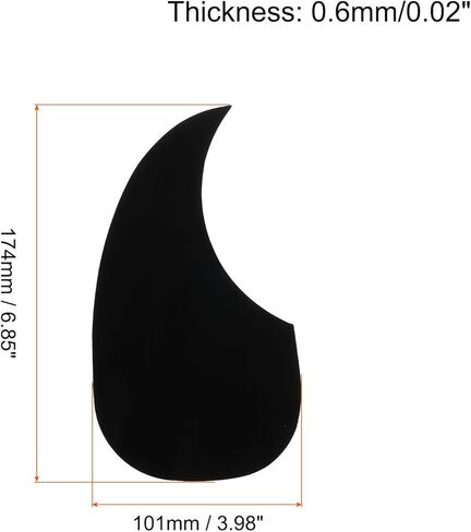 Generic Acoustic Guitar Pickguard Fit 41 Inch Self Adhesive Left Handed Acoustic-Electric Guitar Parts Water Drop Shape Black in Saudi Arabia