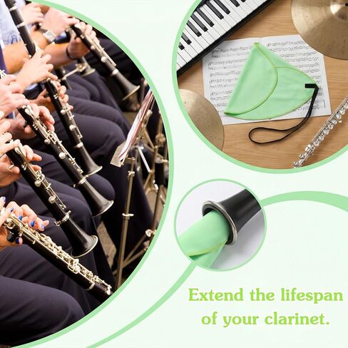 4pcs Clarinet Swab, Green Clarinet Cleaner, Clarinet Cleaning Swab, Reusable Clarinets Cleaning Cloth, Soft and Durable for Inside Tube Suitable Piccolo Flute Sax Saxophone in Kuwait