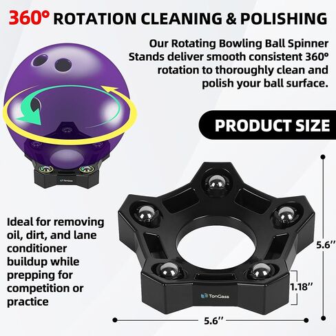 TonGass Bowlings Maintenance Combo Kit, 3‑Pack Rotating Bowling Ball Spinner Stand & 3‑Pack Microfiber Bowling Ball Cleaning Towels, Easy‑Grip Dots & 360° Rotation for All Bowlers, Deep Clean & Polish in Kuwait