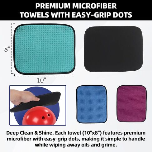 TonGass Bowlings Maintenance Combo Kit, 3‑Pack Rotating Bowling Ball Spinner Stand & 3‑Pack Microfiber Bowling Ball Cleaning Towels, Easy‑Grip Dots & 360° Rotation for All Bowlers, Deep Clean & Polish in Kuwait