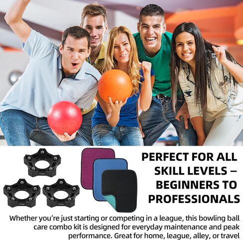 TonGass Bowlings Maintenance Combo Kit, 3‑Pack Rotating Bowling Ball Spinner Stand & 3‑Pack Microfiber Bowling Ball Cleaning Towels, Easy‑Grip Dots & 360° Rotation for All Bowlers, Deep Clean & Polish in Kuwait