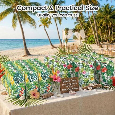 VGOODALL 36PCS Luau Hawaii Party Favor Bags, 4.7"x3.1"x8.7" Aloha Paper Gift Bags with Stickers for Candy, Treats, Summer Tropical Hawaiian Parties in Kuwait