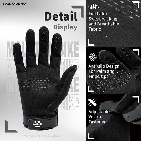 VXW Dirt Bike Gloves for Men - Breathable Cycling/Motocross/MTB Gear & Accessories - Reflective BMX, ATV, Off Road, Hiking, Bicycle Hand Wear - Lightweight Stretch Fit in Kuwait