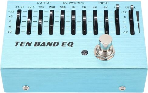 دواسة Eujgoov 10 Band EQ، حافظة معدنية من خليط معدني، تجاوز حقيقي، التحكم في مستوى الصوت لموسيقيي الجيتار والباس in Kuwait
