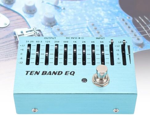 دواسة Eujgoov 10 Band EQ، حافظة معدنية من خليط معدني، تجاوز حقيقي، التحكم في مستوى الصوت لموسيقيي الجيتار والباس in Kuwait