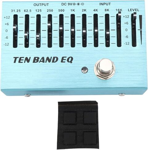 دواسة Eujgoov 10 Band EQ، حافظة معدنية من خليط معدني، تجاوز حقيقي، التحكم في مستوى الصوت لموسيقيي الجيتار والباس in Kuwait