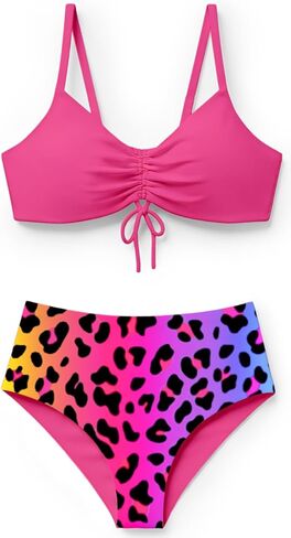 Teen Girls Swimsuits Two Piece Bikini Sets Bathing Suit with Reversible Top & Bottom Size 7-16 Years in Kuwait