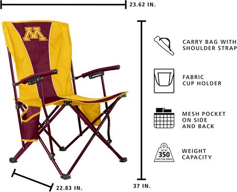 FANMATS NCAA Minnesota Golden Gophers Hard Arm Chair – Steel Frame with Double Layered Polyester | Team Color | Mesh Cup Holders in Saudi Arabia