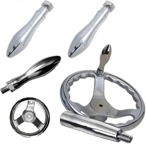 Silver M8 Alloy Revolving Handles Threaded Handle Crank Hand Wheel with Nuts for milling Machines, lathes, Grinders, Mechanical Equipment, Instruments and Industrial Equipment 1PCS in Saudi Arabia
